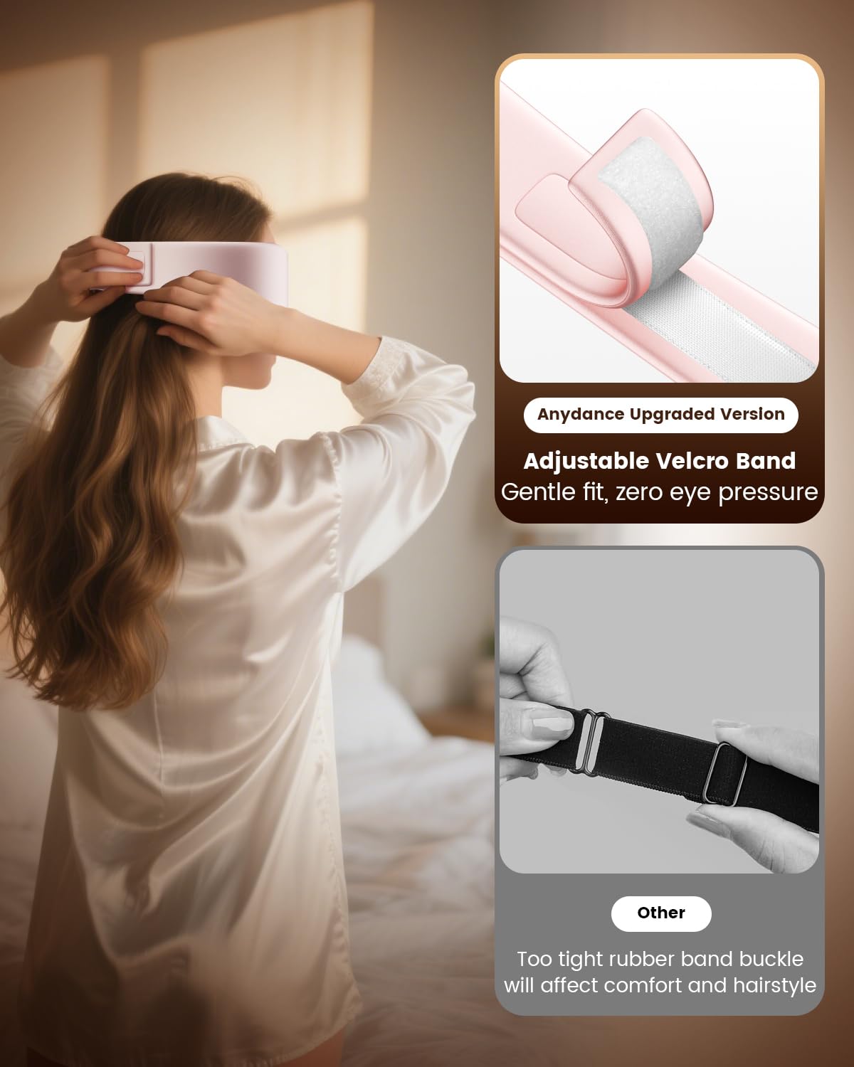 Anydance Cordless Heated Eye Mask – Rechargeable Warm Compress for Dry Eyes & Sleep Relief (Rose Pink)