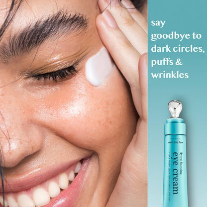 Caffeine Eye Cream for Dark Circles & Puffiness (15ml) – Anti-Aging Brightener with Niacinamide, Squalane & Peptide Complex | Cooling Zinc Roller Applicator