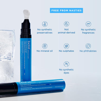 belif Aqua Bomb Cooling Eye Gel (15ml / 0.5 fl. oz.) – Hydrating Eye Treatment with Caffeine, Hyaluronic Acid & Vitamin C | Korean Skincare