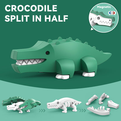 Magnetic Animal Building Toys, STEM Toddler Learning Toys 3D Puzzle Animals for Boys Girls, Educational Magnetic Travel Montessori Toy Lion Elephant Crocodile, Unique Birthday Gift for Kids 3 4 5 6 7