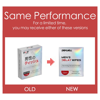 DRYWELL Delay Wipes for Long Last Men, Natural Herb Formula, No Numbing