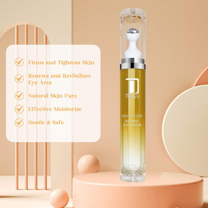 Dongyu Retinol Eye Serum 360° Roller – Anti-Aging Treatment with Massage Ball for Dark Circles, Puffiness & Wrinkles