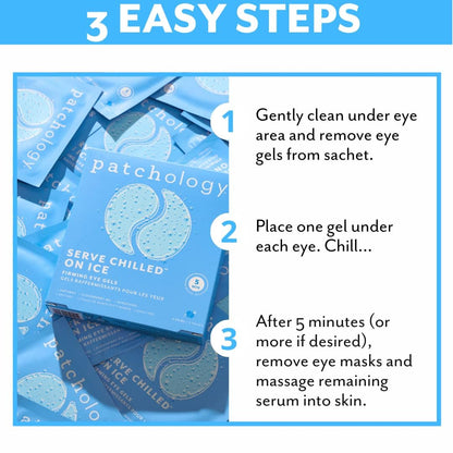 Patchology Iced Cooling Under Eye Mask Patches – Peptides, Cloudberry Oil & Bakuchiol – Firming Hydrating Eye Gels for Fine Lines, Puffiness & Dark Circles – 5 Pairs