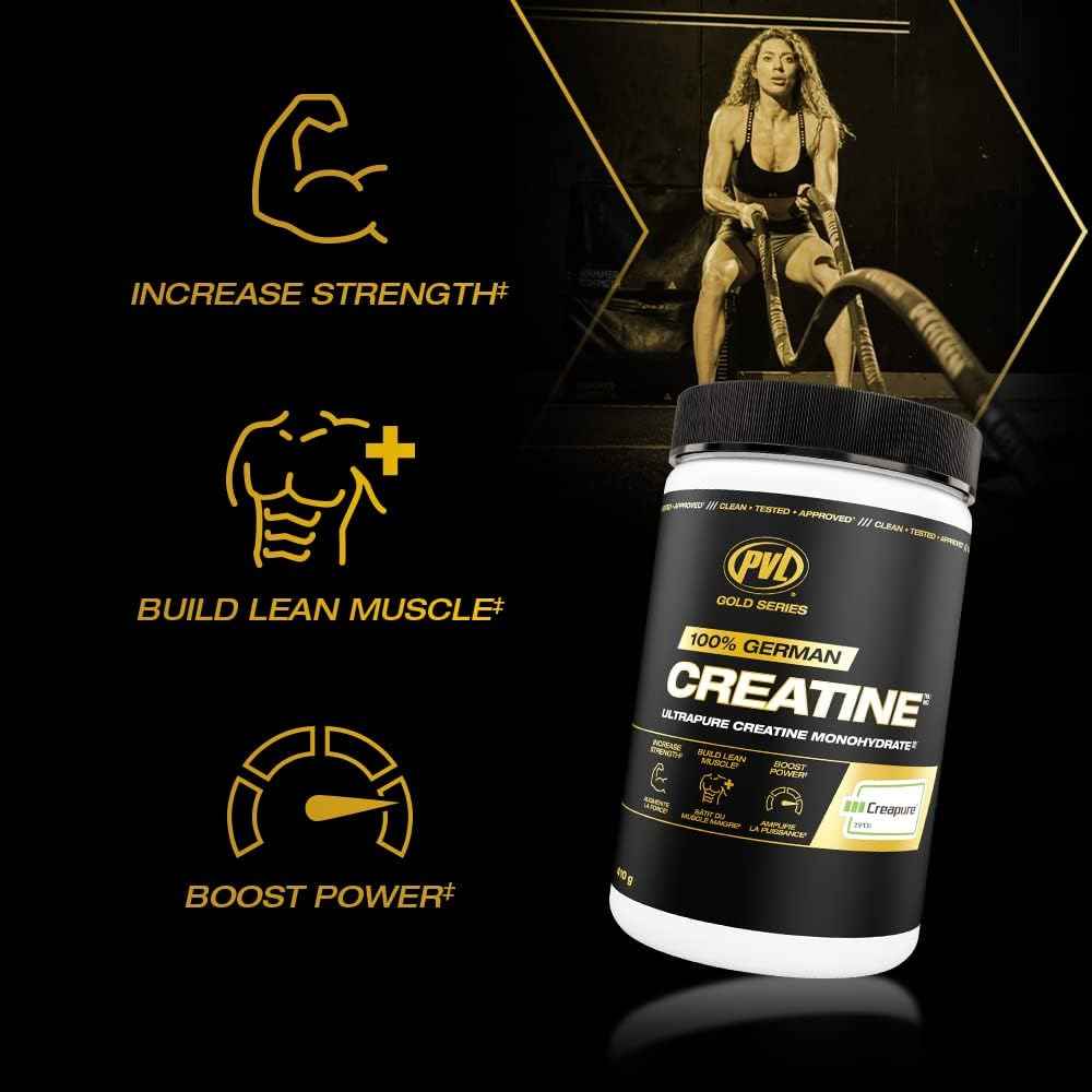 PVL Creapure Creatine - 100% Pure German Creatine Monohydrate Powder-Pharmaceutical Grade Muscle Building Supplement for Strength Training, Pre Workout & Post Workout Protein Support–410g 82 Servings