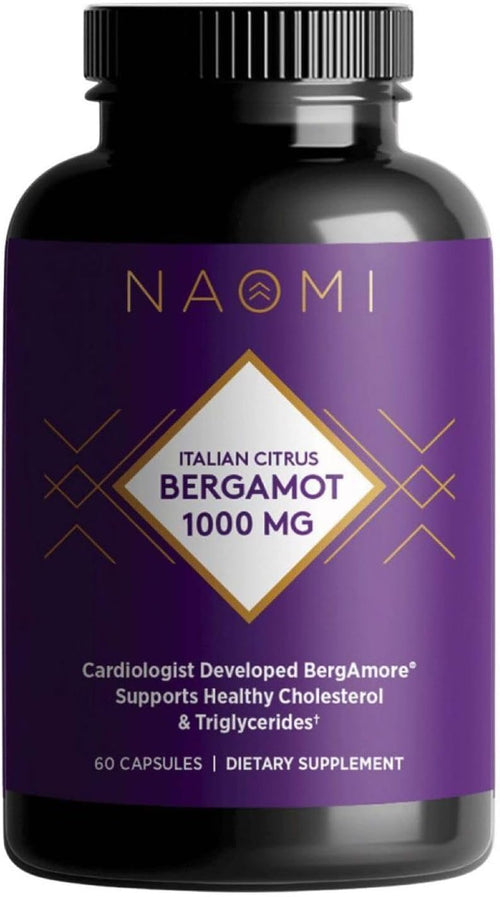 NAOMI Italian Citrus Bergamot 1000mg Extra Strength - Supports Healthy Cholesterol & Triglyceride Levels Already in Normal Range - Patented BergAmore Extract, 7 Key Polyphenols, 30-Day Supply