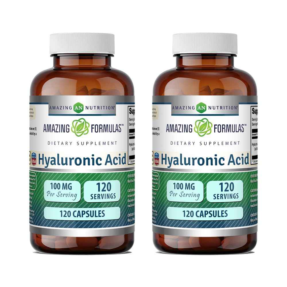 Amazing Formulas Hyaluronic Acid 100 Mg Supplement - Capsules - Non-GMO - Gluten-Free - Made in USA (1 Pack, 360 Count)