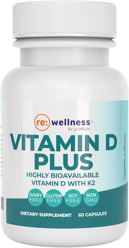 Reignite Wellness by JJ Virgin - Vitamin D Plus - Relevant Serving of 5000 IU, Highly Absorbable Vitamin D + Vitamin K1 & K2 - GG Supplement for Immune Health - Bone and Heart Supplement - 60 Softgels