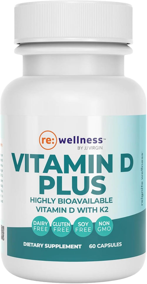 Reignite Wellness by JJ Virgin - Vitamin D Plus - Relevant Serving of 5000 IU, Highly Absorbable Vitamin D + Vitamin K1 & K2 - GG Supplement for Immune Health - Bone and Heart Supplement - 60 Softgels