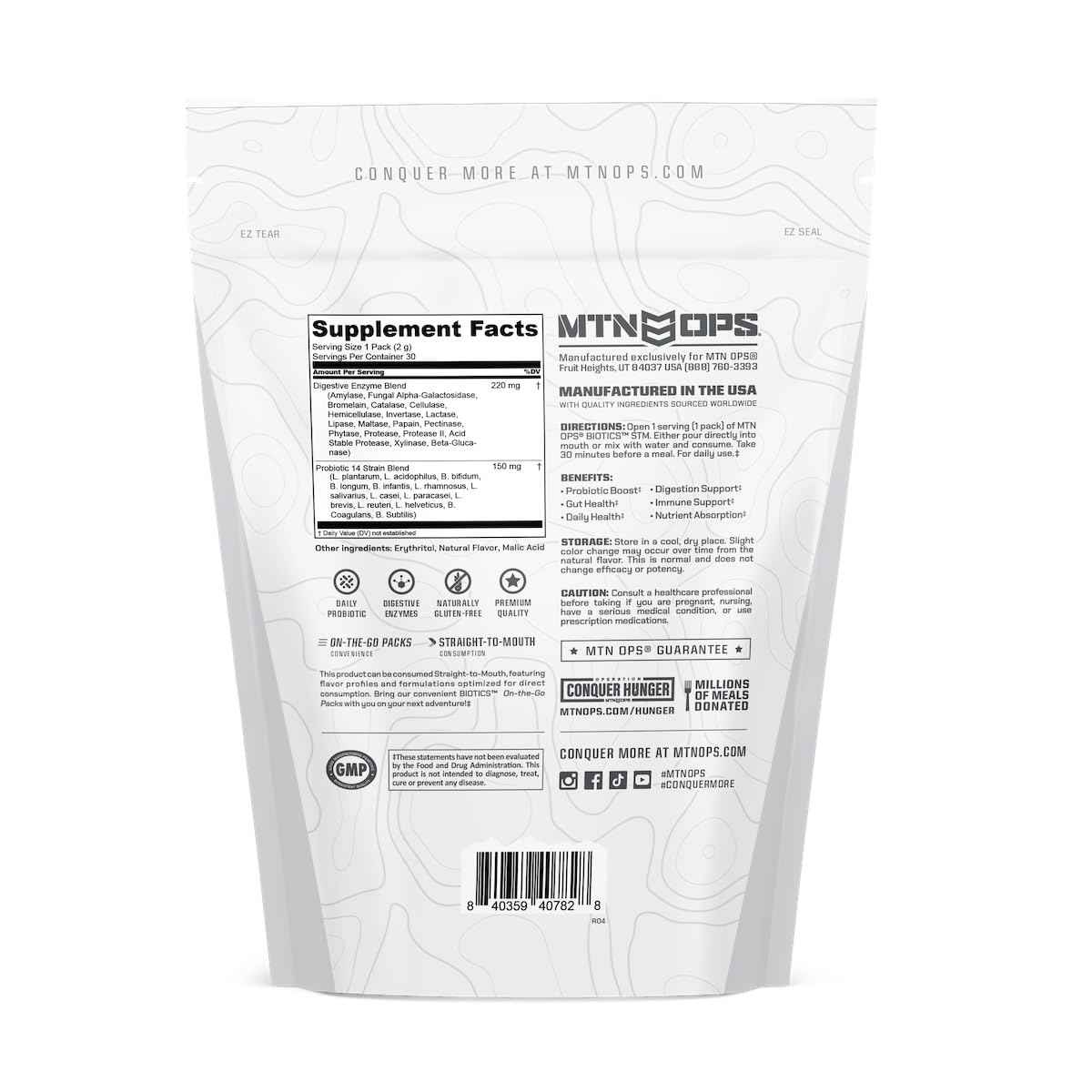 MTN OPS Biotics STM On‑the‑Go Probiotic Supplement for Gut Health, Digestion & Immune Support – Sugar‑Free, Natural Flavors Variety Pack, 30 Servings – Fast, Convenient Daily Gut Health Formula