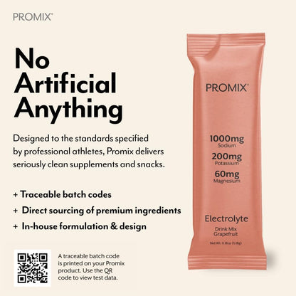 ProMix Nutrition Electrolytes Powder Hydration Packets - Himalayan Pink Salt, Magnesium, Potassium, Vitamin C - Sugar Free - 30 Count