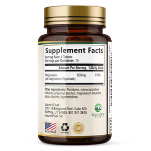Magnesium Glycinate 500mg Per Serving - High Absorption Chelated Magnesium Supplement for Muscle, Bone and Heart Health Support - Easy Digestion & Gentle on Your Stomach - USA Bottled - 60 Tablets