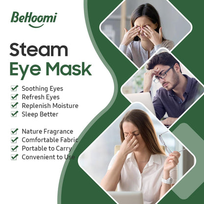 BeHoomi Self Heating Steam Eye Mask – Tea Tree Heated Eye Mask Warm Compress for Sleep, Spa & Relaxation (20 Pack)