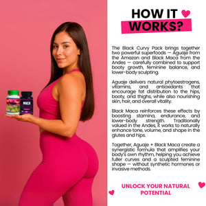 Maximum Booty Growth – Aguaje + Black Maca Pills for Women – Glute Volume Enhancer - Black Curvy Pack Curvy FruitBuy Supplements Australia