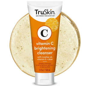 TruSkin Vitamin C Brightening Face Wash with Rosehip Oil, 4 fl oz - Vitamins C & E, Aloe Vera and MSM gently cleanse, refresh and support radiant-looking skin without over-drying