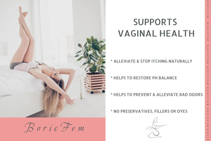 N'More Boric Acid Vaginal Suppositories- 100% Pure - Made in USA- Boricfem Vaginal Health Supplement