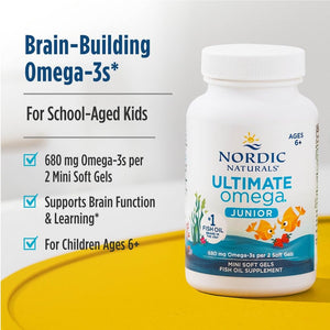 Nordic Naturals Ultimate Omega Jr., Strawberry - 120 Mini Soft Gels - 680 Total Omega-3s with EPA & DHA - Brain Health, Mood, Learning - Non-GMO - 60 Servings Nordic NaturalsBuy Supplements Australia