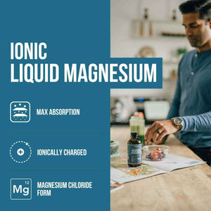 Liquid Magnesium - 8 oz - Ionic Magnesium Chloride, Highest & Fastest Absorption - Calm Mood, Sleep, Muscle Cramps & Spasms, Natural Laxative - Vegan, Glass Bottle (96 Servings)