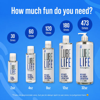 LUBELIFE Water Based Anal Lube, Personal Lubricant Toy Safe, 8 fl oz