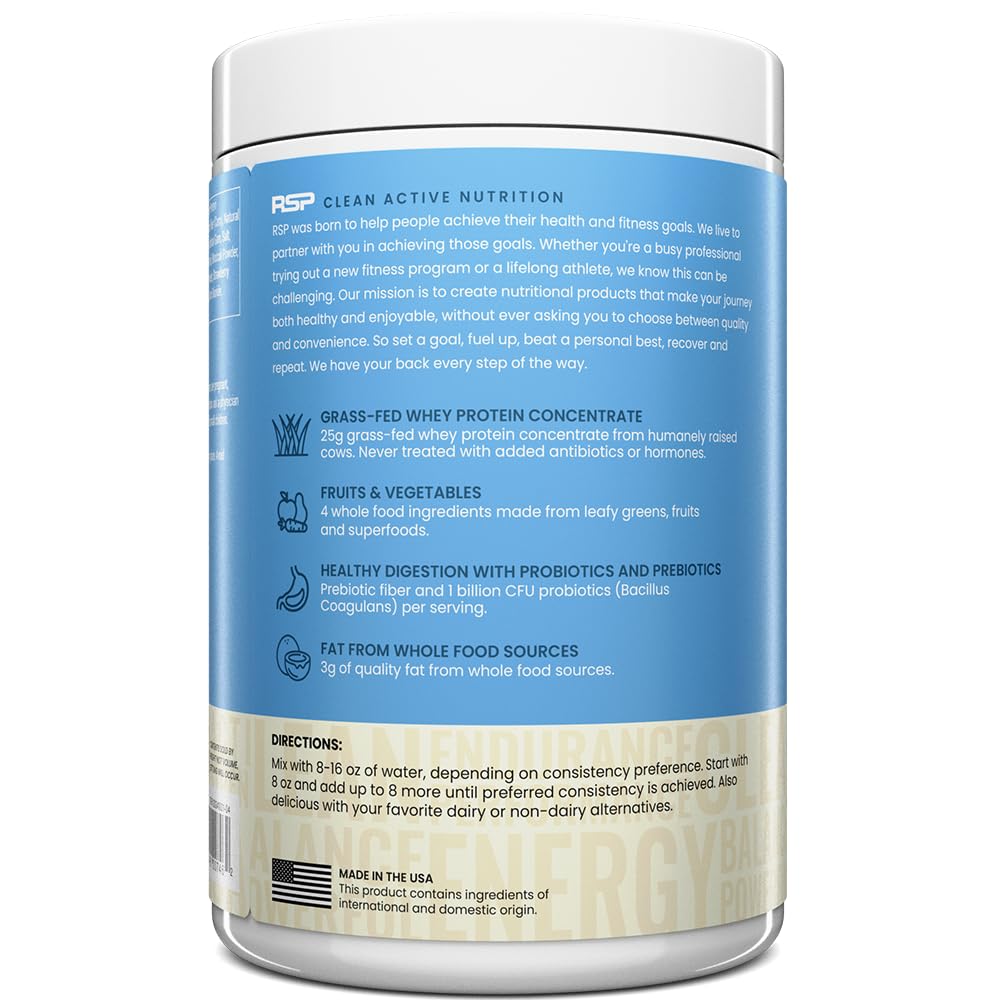 TrueFit Grass-Fed Whey Protein Powder + Fiber & Probiotics, Vanilla Shake - 25g Gut Healthy Protein with Fiber, Probiotics & Non-GMO Superfoods for Complete Meal Replacement Shake with Nothing Fake