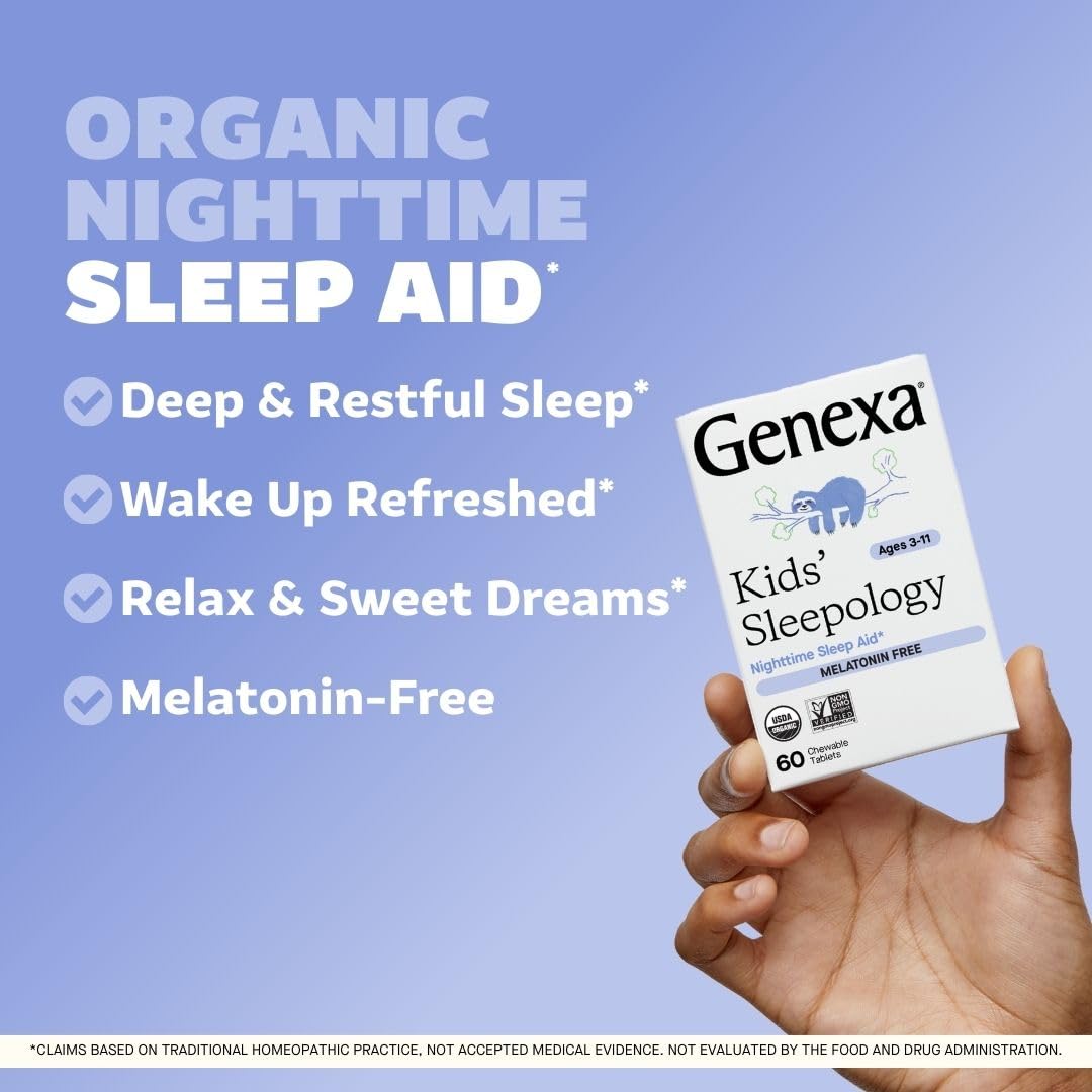 Genexa Kids Sleepology, Melatonin Free Sleep Aid Made Clean, 60 Chewables