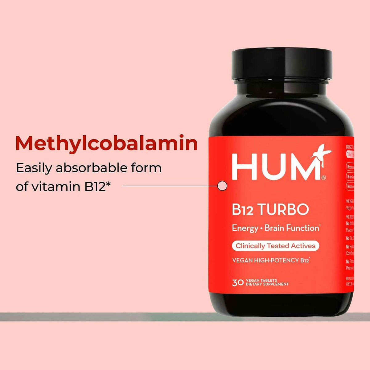 HUM B12 Turbo High Potency Vitamin B12 Daily Energy Support, 30 Count