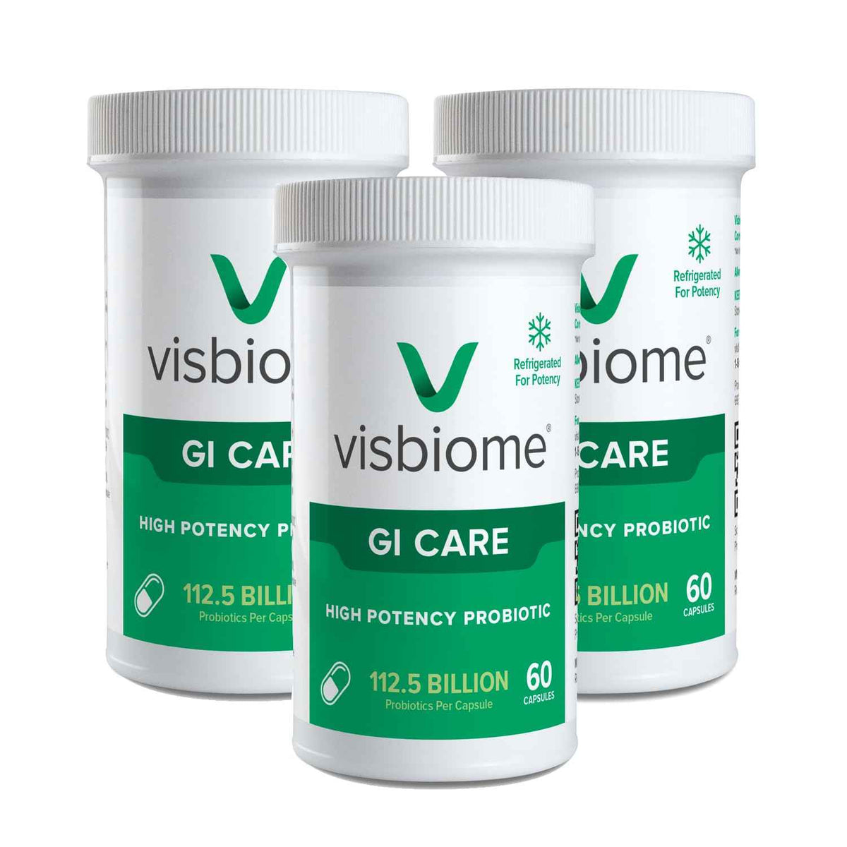 Visbiome GI Care High Potency Probiotic, 112.5B CFU, 60 Capsules - Original De Simone Formulation, Multi-Strain, Refrigerated Probiotics, Low FODMAP Certified, Gluten-Free, Made in USA