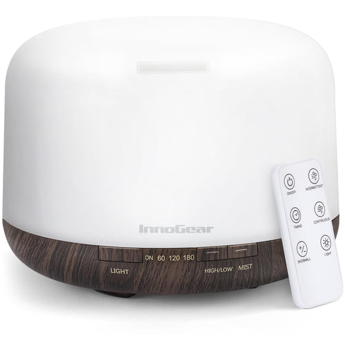 InnoGear 500ml Essential Oil Diffuser with Remote Control, Premium Ultrasonic Aromatherapy