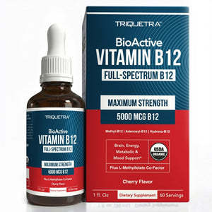 BioActive Vitamin B12 - 5000 mcg, Contains 3 BioActive Forms Methylfolate Cofactor - Methyl B12, Adenosyl B12 & Hydroxy B12 - Supports Energy, Metabolism & Mood - Vegan, Non-GMO (60 Servings)