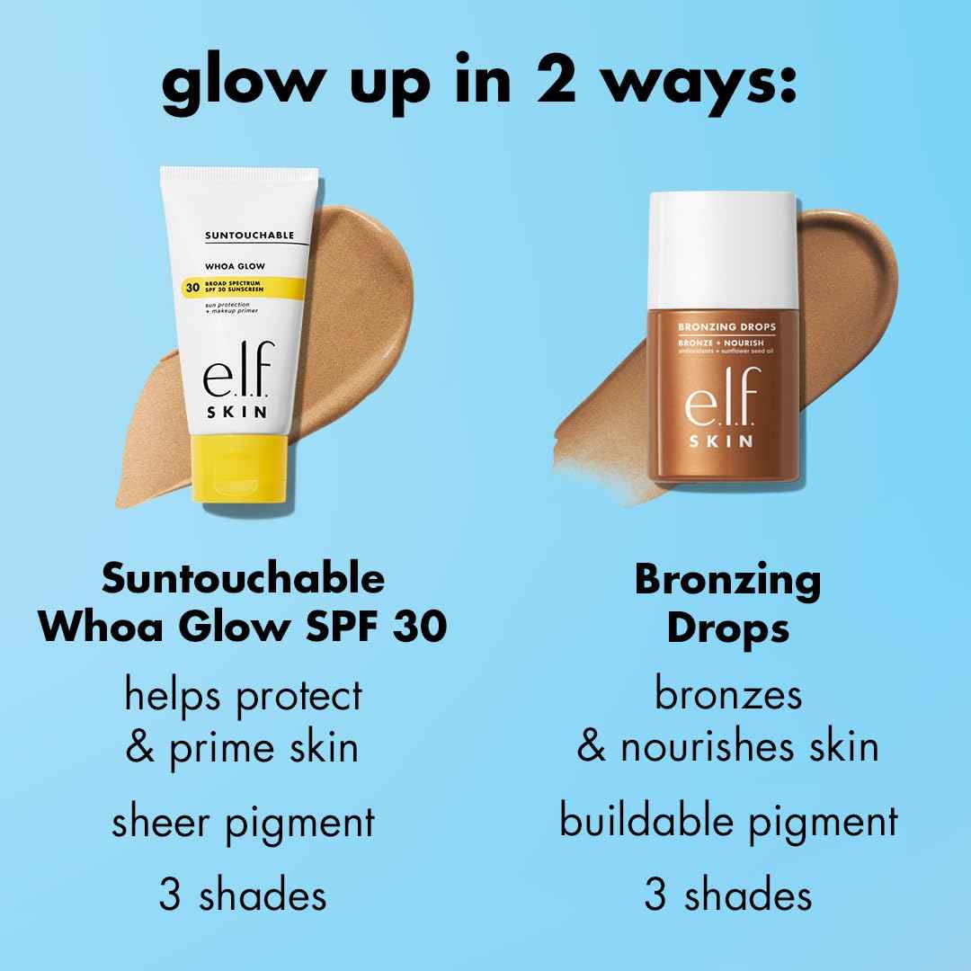 e.l.f. SKIN Bronzing Drops, Liquid Bronzer For Face & Skin, Creates A Sun-Kissed Glow, Infused With Vitamin E, Vegan & Cruelty-Free, Pure Gold