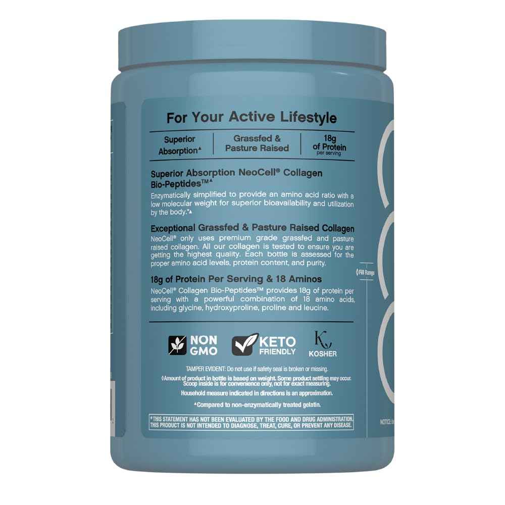NeoCell Collagen Bio-Peptides Powder - 10oz - Super Hair, Skin, and Nails - Superior Absorption - Grassfed Protein Supplement