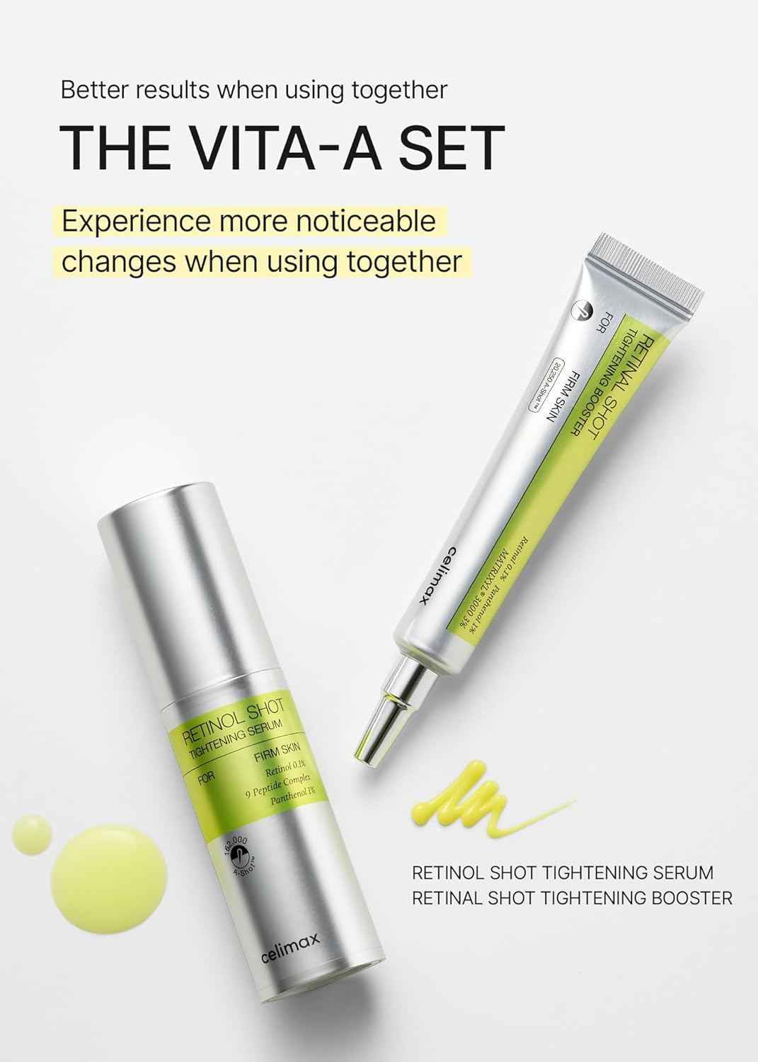 celimax Retinal Booster 15ml + Retinol Serum 30ml, Anti-aging Gifts for Women, Korean Skin Care