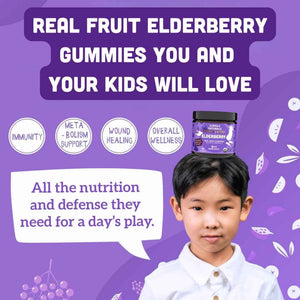 Llama Naturals Elderberry Gummies for Kids, Vegan, Organic Immune Support Supplement with Vitamin C and Zinc, Toddler Real Fruit Gummy Vitamins for Immunity