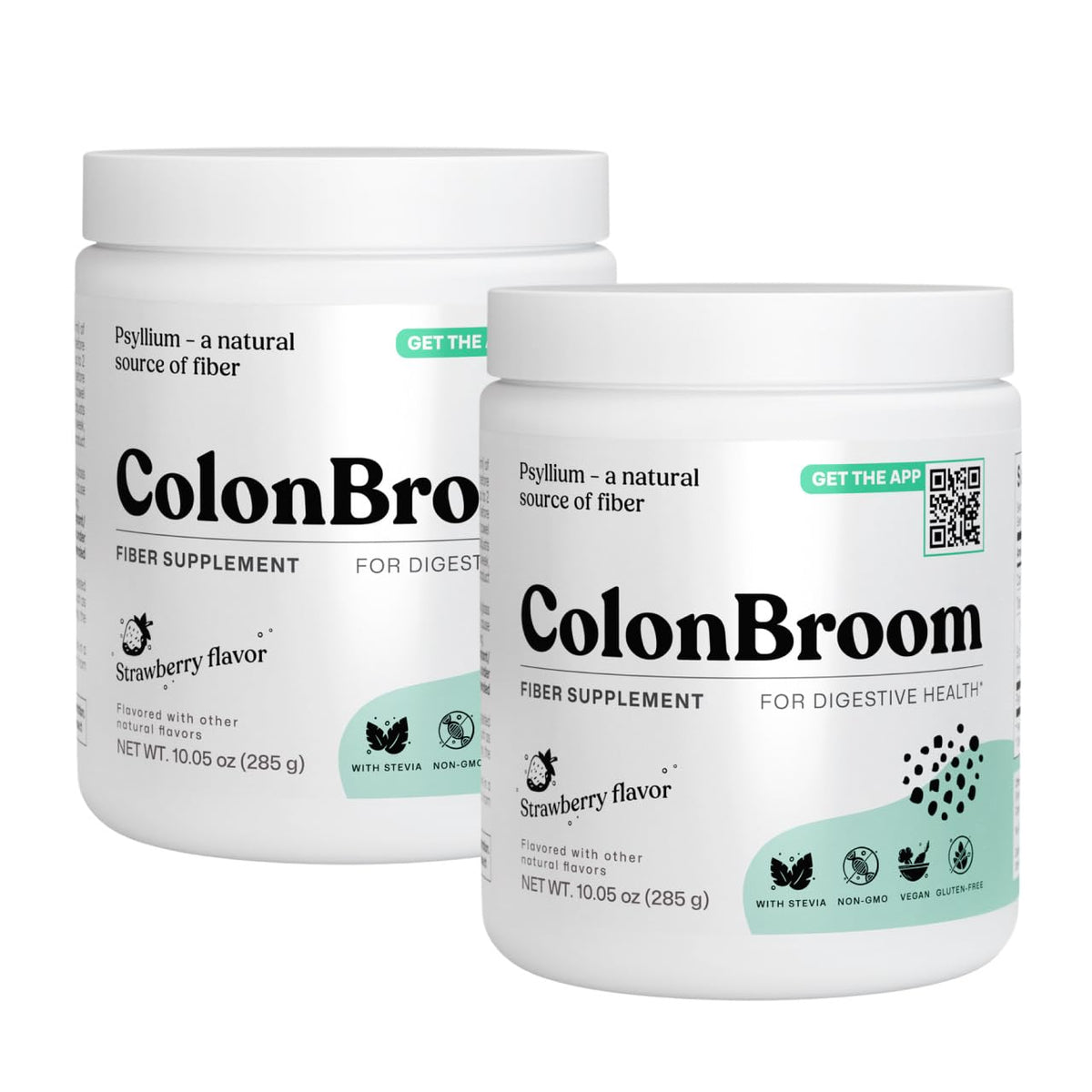 ColonBroom Psyllium Husk Powder - Colon Cleanse for Bloating Relief & Gut Health - Fiber Powder Drink - Easy to Mix - Vegan, Gluten Free, Non-GMO - Strawberry (100 Servings)