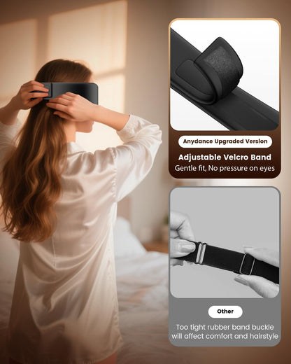 Anydance Cordless Heated Eye Mask – Rechargeable Warm Compress for Dry Eyes & Sleep Relief (Black)
