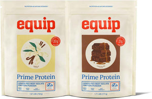 Equip Foods Chocolate & Vanilla Grass-Fed Isolate Beef Protein Powder - Paleo and Gluten Free Protein Powder - Helps Build and Repair Tissue, Gluten Free