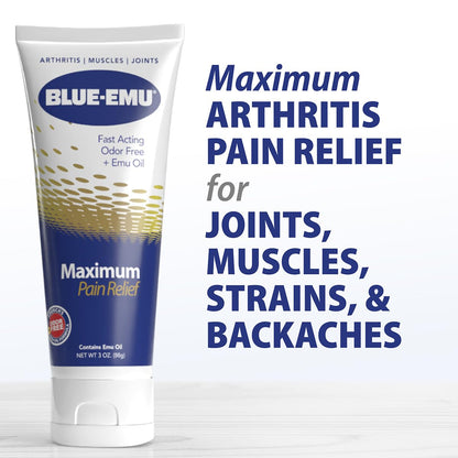 BLUE-EMU Maximum Pain Relief Cream for Arthritis & Joint Pain, 3 oz, 2 Pack