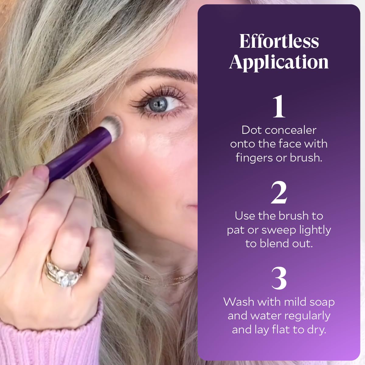 Contoured Concealer Brush for Eyes & Nose - Precise Blending Makeup Brush for Flawless Coverage - Soft, Non-Shedding, Cruelty-Free Brush for Spot Concealing & Hard-to-Reach Areas