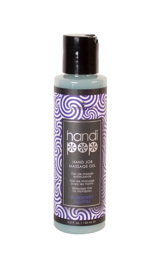 Handipop Edible Massage Oral Hand Job Gel | Water Based Blueberry Muffin Flavor | 4.2 fl.oz. for Men, Women and Couples