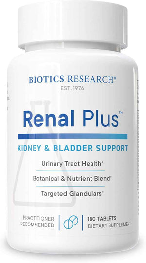 Biotics Research Renal Plus - Botanical, Glandular and Nutritional Support for Optimal Renal Function. Kidney Health & Supports Urological Function –Ulva ursi, Buchu Leaf, Echinacea, Cranberry–180Tabs