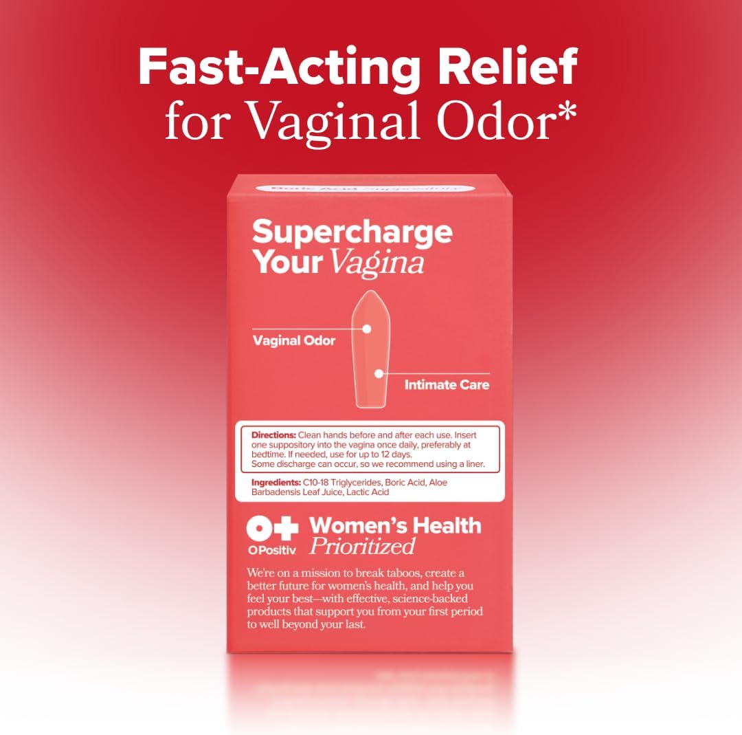 O Positiv URO Boric Acid Vaginal Suppository with Lactic Acid - 12 Ct