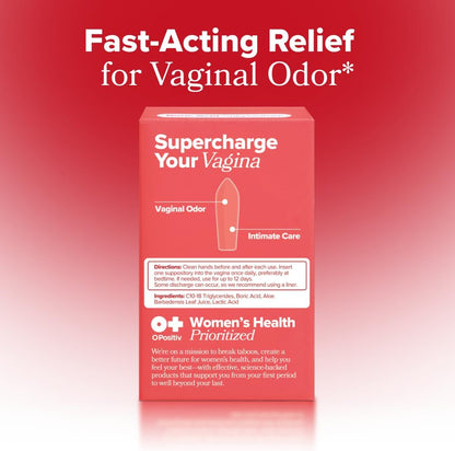 O Positiv URO Boric Acid Vaginal Suppository with Lactic Acid - 12 Ct