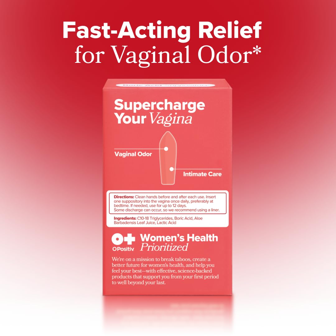 O Positiv URO Boric Acid Vaginal Suppository with Lactic Acid - 12 Ct