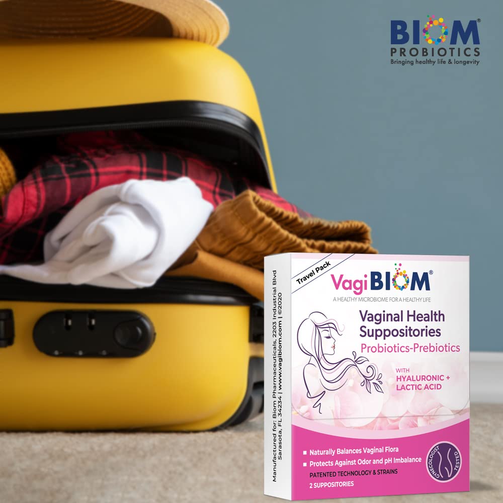 VagiBiom Probioitc Suppository Convenient Travel Pack with 2 Suppositories