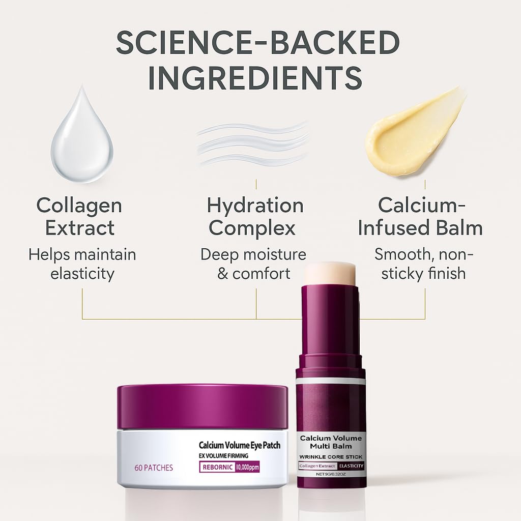 BeiBreeze Eye Care Duo - Calcium Multi Balm Stick + 60ea Hydrogel Under Eye Patches (30 Pairs) - Hydrating & Smoothing Eye Treatment Set