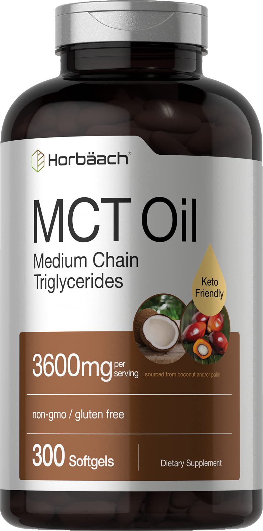 Horbäach MCT Oil Supplement | 3600mg | 300 Softgels