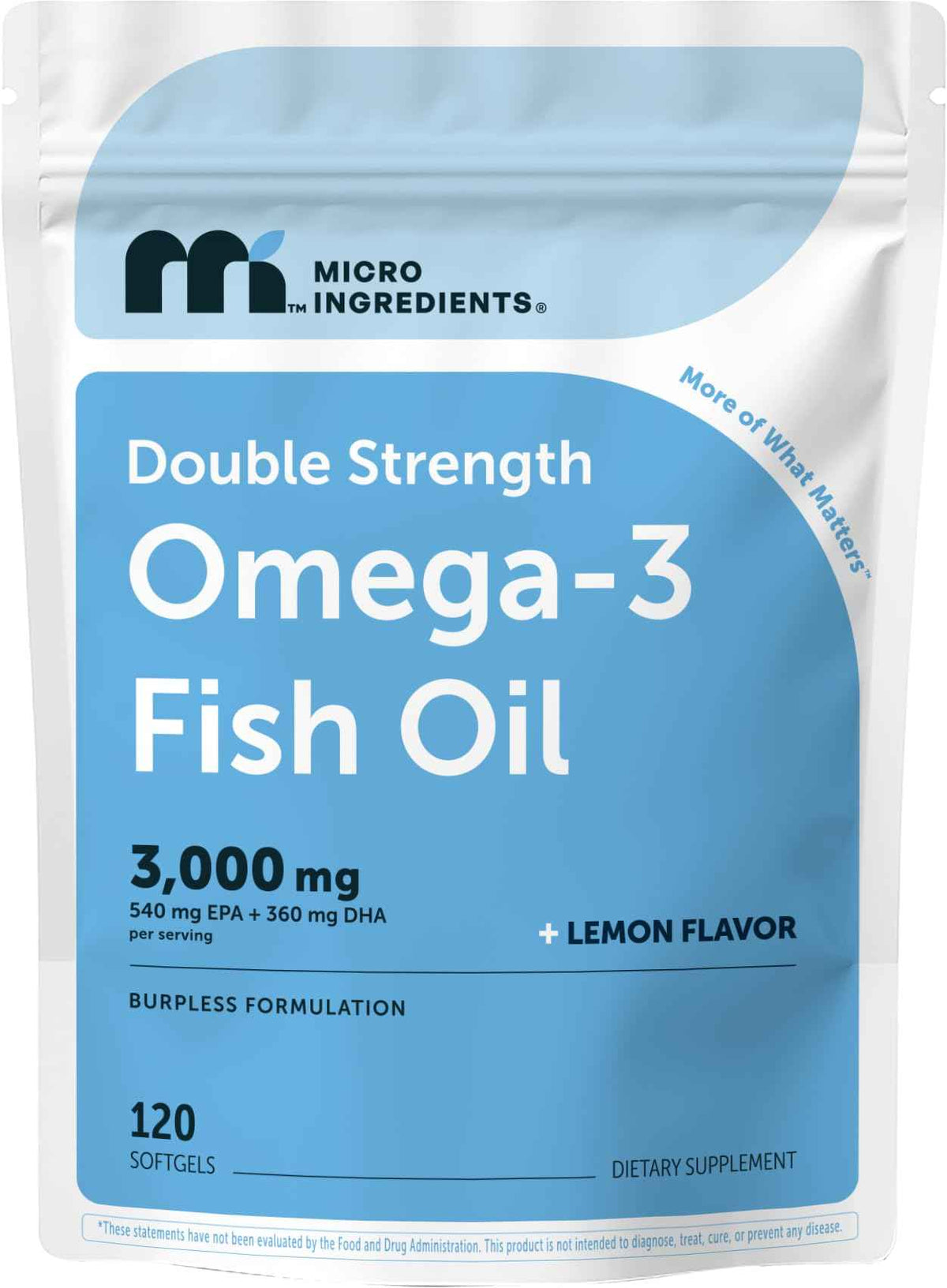 Micro Ingredients Omega 3 Fish Oil Supplements 3,000mg Per Serving, 240 Softgels - Lemon Flavored - Burpless - EPA 540mg + DHA 360mg - Deep Sea Fish