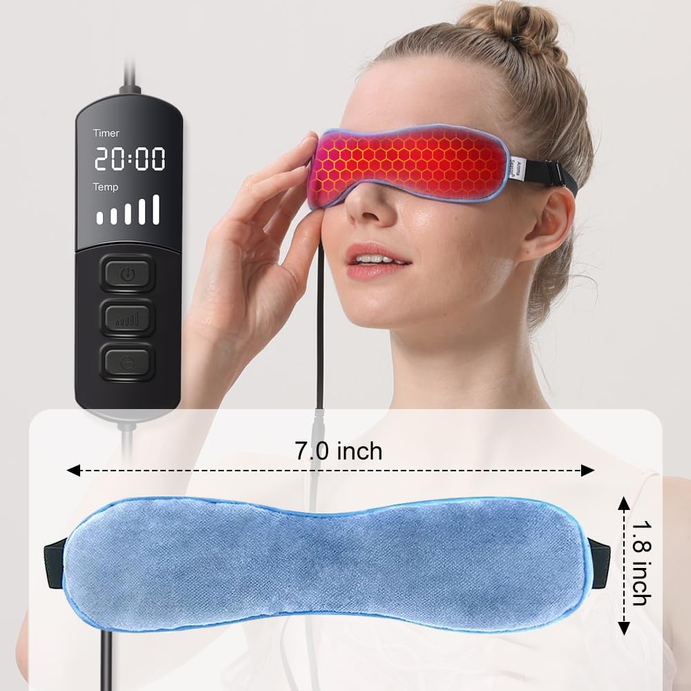 Aroma Season Heated Eye Mask – Warm Flaxseed Eye Compress for Dry Eyes, MGD & Blepharitis Relief (Blue)