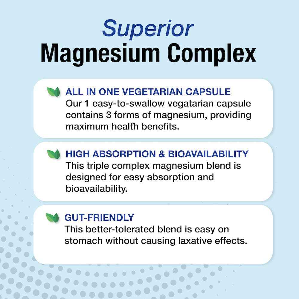 Puregen Labs Triple Magnesium Complex 300mg of Magnesium Glycinate, Malate, & Citrate [High Absorption] 120 Veg Capsules - No Harmful Additives - Non-GMO, NO Gluten and Dairy