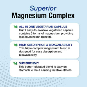 Puregen Labs Triple Magnesium Complex 300mg of Magnesium Glycinate, Malate, & Citrate [High Absorption] 120 Veg Capsules - No Harmful Additives - Non-GMO, NO Gluten and Dairy