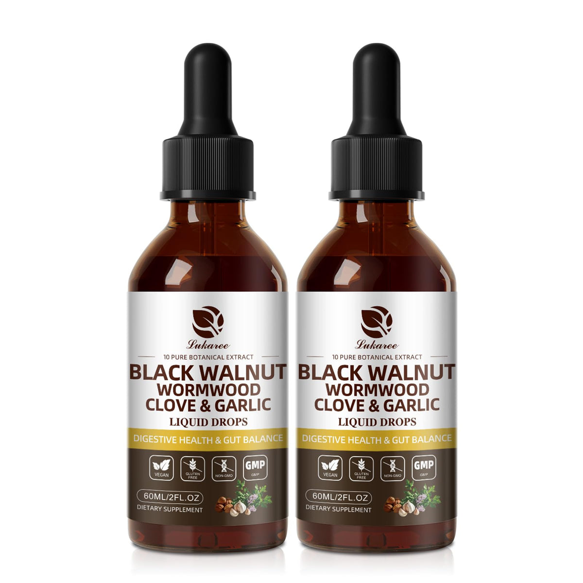 Wormwood Black Walnut Clove Cleanse Tincture - Gut Health & Detox - with Garlic Pumpkin Seeds Soursop Oregano - Digestive & Intestinal Support for Humans - Vegan, Herbal Blends, Liposomal Tech